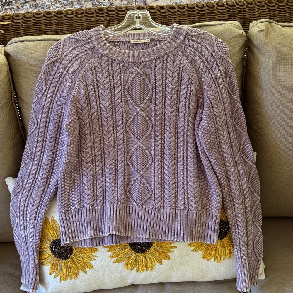 Faherty Purple Cable Knit Sweater